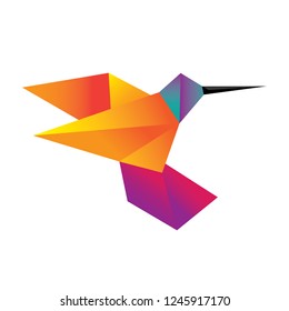 modern and simple polygonal hummingbird