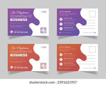Modern and simple postcard design template. Corporate postcard design. Corporate Business Postcard Template Design, Business Postcard Layout