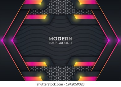 Modern Simple Realistic Orange and Pink Glow in The Dark Background with Overlapped Layers