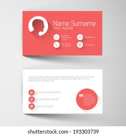 Modern simple red business card template with flat user interface