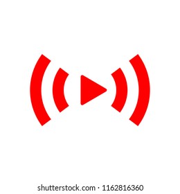 modern simple red color icon play all stream for social media, website, ui, media player