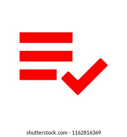 modern simple red color icon list add check for social media, website, ui, media player