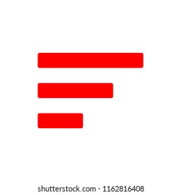 modern simple red color icon sort list for social media, website, ui, media player