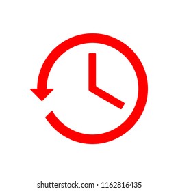 modern simple red color icon history time date for social media, website, ui, media player