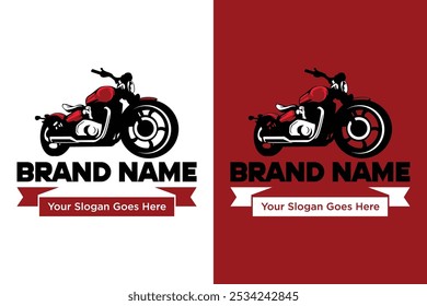 Diseño de logotipo de Ilustración vectorial de motocicleta roja simple moderna