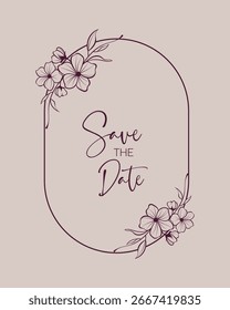 Guardar Moderno y simple: la invitación de tarjeta de fondo de marco floral de fecha
