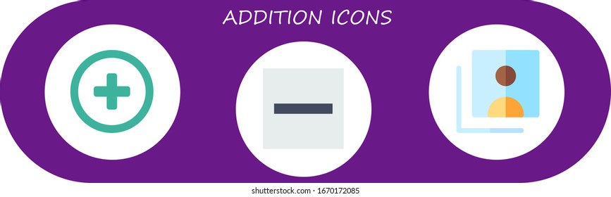 Modern Simple Set of addition Vector flat Icons. Contains such as plus, substract, accounts and more Fully Editable and Pixel Perfect icons.