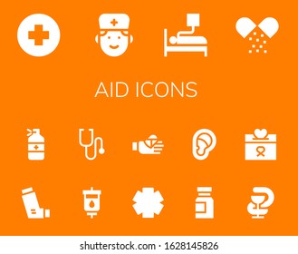 Modern Simple Set of aid Vector filled Icons. Contains such as Hospital, Doctor, Blood donation, Medicine, Inhaler, Blood transfusion and more Fully Editable and Pixel Perfect icons.