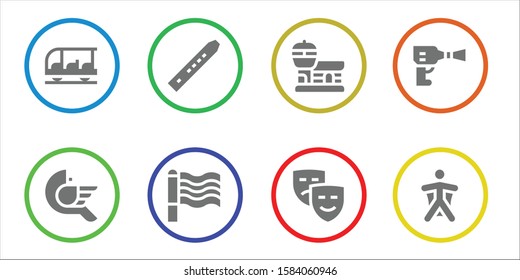 Modern Simple Set of air Vector filled Icons. Contains such as Transportation, Bird, Flute, Rainbow, Airport, Masks, Wheel pressure and more Fully Editable and Pixel Perfect icons.