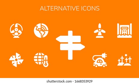 Modern Simple Set of alternative Vector filled Icons. Contains such as Panel, Global warming, Geothermal, Windmill, Hydro power and more Fully Editable and Pixel Perfect icons.