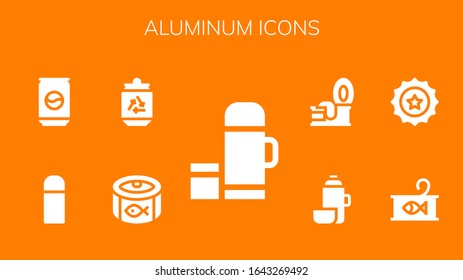 Modern Simple Set of aluminum Vector filled Icons. Contains such as Thermo, Canned food, Can, Beer cap, Tin and more Fully Editable and Pixel Perfect icons.