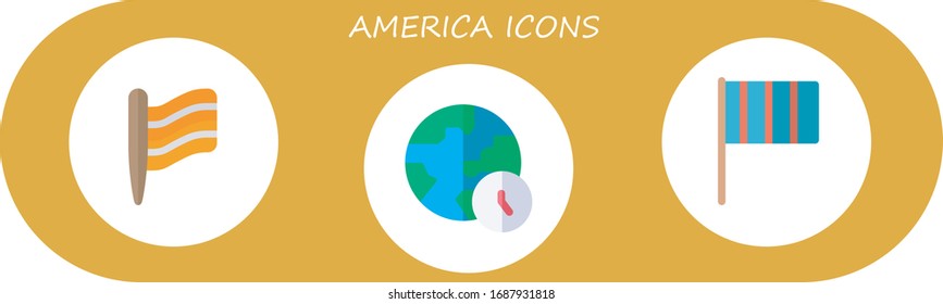 Moderno Juego Simple de Iconos planos Vectores Americos. Contiene iconos como bandera, mundo y más Completamente editable y Pixel Perfect.