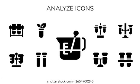 Modern Simple Set of analyze Vector filled Icons. Contains such as Beaker, Test tubes, Test tube and more Fully Editable and Pixel Perfect icons.