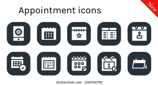 Modern Simple Set of appointment Vector filled Icons. Contains such as Event, Calendar, Timetable and more Fully Editable and Pixel Perfect icons.