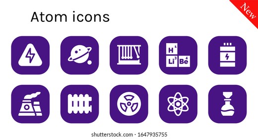 Modern Simple Set of atom Vector filled Icons. Contains such as Energy, Orbit, Momentum, Periodic table, Proteins, Nuclear, Radiator and more Fully Editable and Pixel Perfect icons.