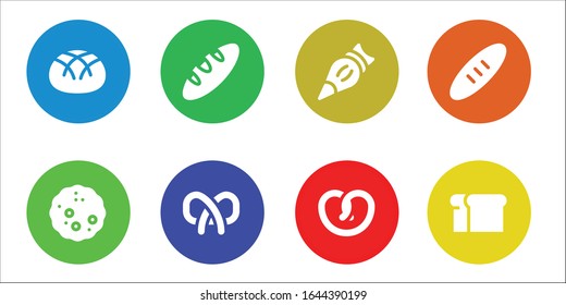 Modern Simple Set of baker Vector filled Icons. Contains such as Bread, Pretzel, Pastry bag and more Fully Editable and Pixel Perfect icons.