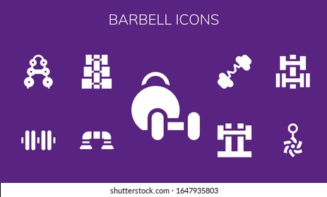 Modern Simple Set of barbell Vector filled Icons. Contains such as Weightlifting, Push up, Dumbbell, Barbell, Belly piercing and more Fully Editable and Pixel Perfect icons.