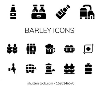 Modern Simple Set of barley Vector filled Icons. Contains such as Beer, Wheat, Beer tap, Beers, Beer keg, Crop and more Fully Editable and Pixel Perfect icons.