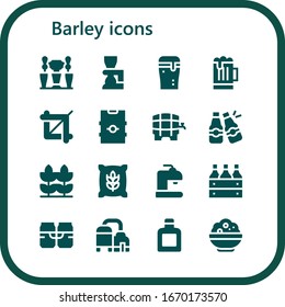 Modern Simple Set of barley Vector filled Icons. Contains such as Beer tap, Beer, Crop, Beers, Wheat, Beer box, Whisky, Rice and more Fully Editable and Pixel Perfect icons.