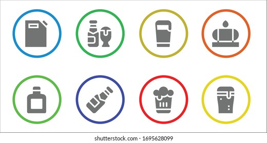 Modern Simple Set of barrel Vector filled Icons. Contains such as Gas can, Whisky, Beer, Water tank and more Fully Editable and Pixel Perfect icons.