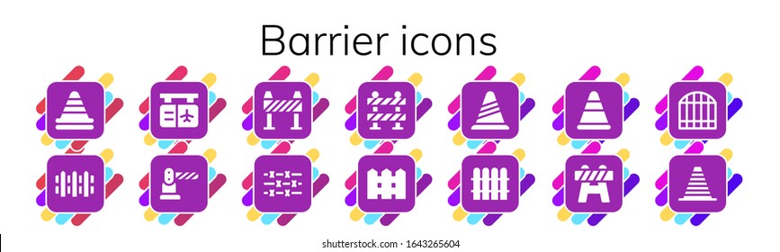 Modern Simple Set of barrier Vector filled Icons. Contains such as Cone, Fence, Gate, Barrier, Barbed wire and more Fully Editable and Pixel Perfect icons.