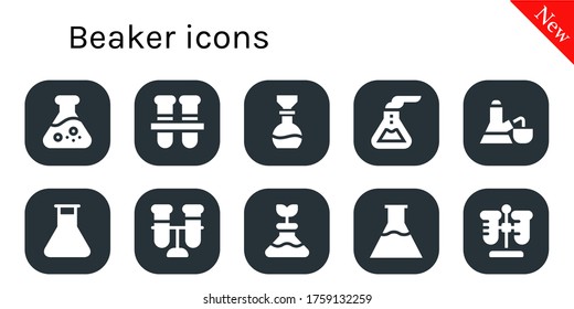Modern Simple Set of beaker Vector filled Icons. Contains such as Flask, Test tubes, Test tube, Flasks and more Fully Editable and Pixel Perfect icons.