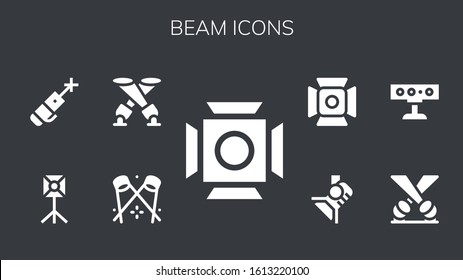 Modern Simple Set of beam Vector filled Icons. Contains such as Scenic Illumination, Spotlight, Laser pen and more Fully Editable and Pixel Perfect icons.