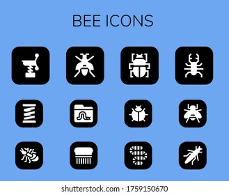 Modern Simple Set of bee Vector filled Icons. Contains such as Spring, Ant, Wasp, Worm, Flea, Fleas, Ladybug, Beetle, Bee, Grasshopper and more Fully Editable and Pixel Perfect icons.