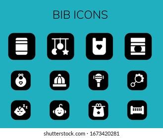 Modern Simple Set of bib Vector filled Icons. Contains such as Baby food, Baby bib, Baby boy, Crib toy, hat, Bib, Rattle and more Fully Editable and Pixel Perfect icons.