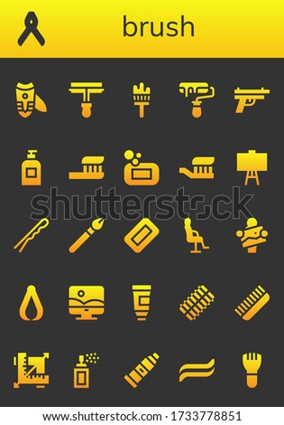 Modern Simple Set of brush Vector filled Icons. Contains such as Nail clippers, Pliers, Paint roller, Painting brush, Roller, Gun and more Fully Editable and Pixel Perfect icons.