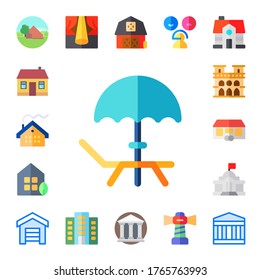 Modern Simple Set of building Vector flat Icons. Contains such as home, house, deck, eco house, notre dame, government, garage and more Fully Editable and Pixel Perfect icons.