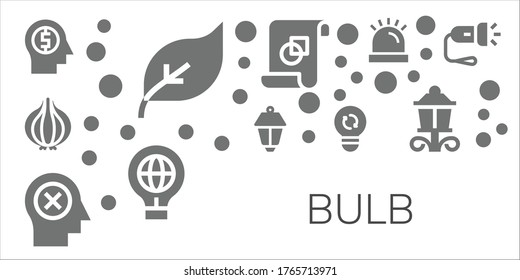 Modern Simple Set of bulb Vector filled Icons. Contains such as Mind, Green energy, Onion, Lamppost, Light, Graphic design, Idea and more Fully Editable and Pixel Perfect icons.
