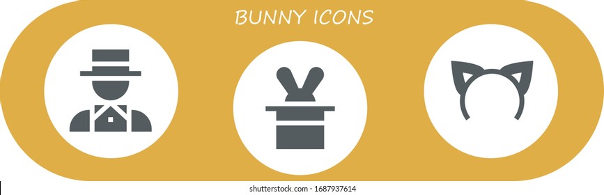 Modern Simple Set of bunny Vector filled Icons. Contains such as Magician, Headband and more Fully Editable and Pixel Perfect icons.