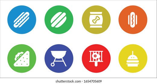 Modern Simple Set of burger Vector filled Icons. Contains such as Hot dog, Sandwich, Grill, Food, Bbq, Burger and more Fully Editable and Pixel Perfect icons.