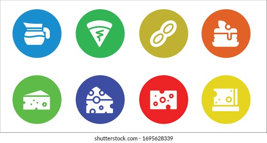 Modern Simple Set of butter Vector filled Icons. Contains such as Jug, Cheese, Crepe, Peanut, Pancake and more Fully Editable and Pixel Perfect icons.