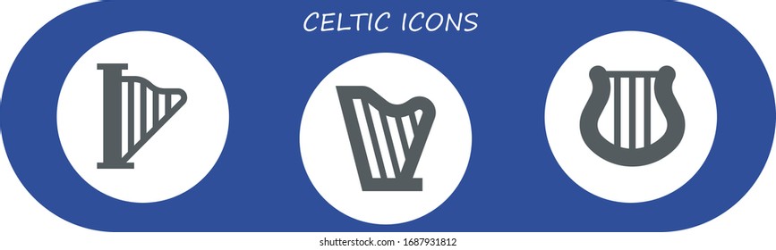 Modern Simple Set of celtic Vector filled Icons. Contains such as Harp and more Fully Editable and Pixel Perfect icons.