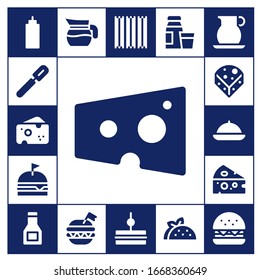 Modern Simple Set of cheese Vector filled Icons. Contains such as Sauce, Peeler, Cheese, Burger, Food, Jug, Churros, Sandwich and more Fully Editable and Pixel Perfect icons.