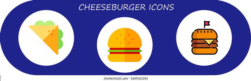 Modern Simple Set of cheeseburger Vector flat Icons. Contains such as sandwich, hamburguer, burger and more Fully Editable and Pixel Perfect icons.