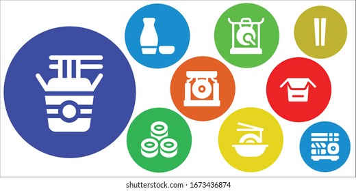 Modern Simple Set of chopsticks Vector filled Icons. Contains such as Noodles, Sake, Gong, Sushi, Chopsticks and more Fully Editable and Pixel Perfect icons.
