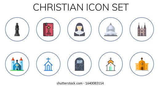 Modern Simple Set of christian Vector flat Icons. Contains such as bishop, cathedral, bible, church, nun, tombstone, saint paul and more Fully Editable and Pixel Perfect icons.
