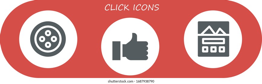 Modern Simple Set of click Vector filled Icons. Contains such as Button, Thumb up, Landing page and more Fully Editable and Pixel Perfect icons.