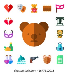 Moderno y simple conjunto de iconos planos vectoriales. Contiene tales como corazón roto, máscara, oso de peluche, vida, historia, delantal, pociones y más íconos totalmente editables y Pixel Perfect.