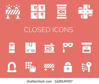 Modern Simple Set of closed Vector filled Icons. Contains such as Barrier, Lockers, Canned food, Box, Lock, Locker, Password, Cardboard and more Fully Editable and Pixel Perfect icons.