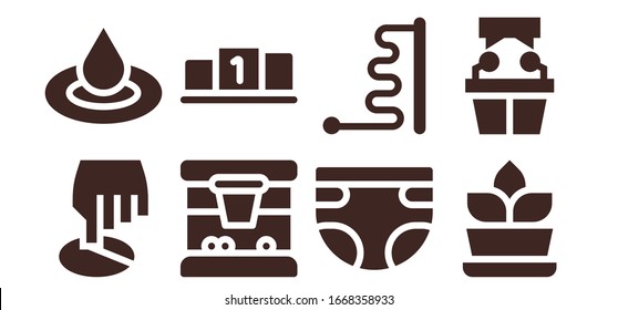 Modern Simple Set of closeup Vector filled Icons. Contains such as Position, Droplet, Basketball, Diaper, Ball, Fern, Witness and more Fully Editable and Pixel Perfect icons.