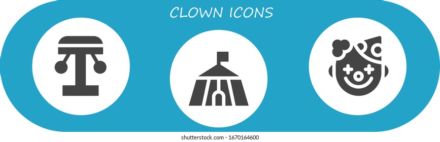 Modern Simple Set of clown Vector filled Icons. Contains such as Amusement park, Circus, Clown and more Fully Editable and Pixel Perfect icons.
