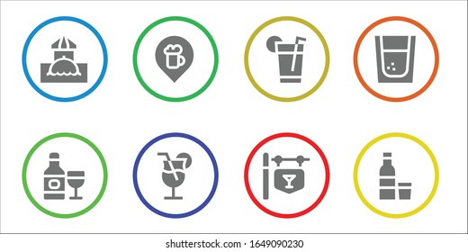 Modern Simple Set of cognac Vector filled Icons. Contains such as Bar, Drink, Cocktail, Tequila, Vodka and more Fully Editable and Pixel Perfect icons.