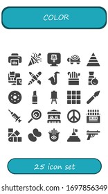 Moderno Conjunto simple de colores Iconos rellenos con vectores. Contiene como Imprimir, Confetti, Pintura de pintura, Tortuga, Pirámide, Roller de pintura, Diseño gráfico y más iconos Totalmente Editables y Perfectos Pixel.