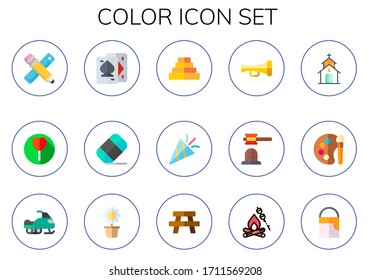 Modern Simple Set of color Vector flat Icons. Contains such as design, lollipop, playing cards, eraser, pyramid, confetti, trumpet and more Fully Editable and Pixel Perfect icons.