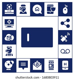 Modern Simple Set of communication Vector filled Icons. Contains such as Wifi, Computer, Email, Type, Call center, Share, Satellite and more Fully Editable and Pixel Perfect icons.