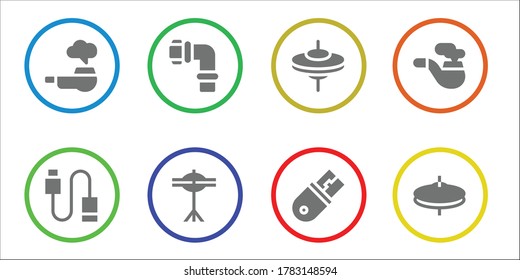 Modern Simple Set of connector Vector filled Icons. Contains such as Pipe, Usb, Pipes, Cymbals and more Fully Editable and Pixel Perfect icons.